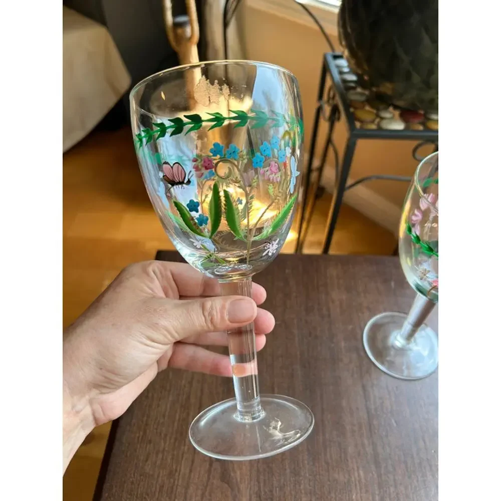 5 Portmeirion Botanic Garden Rhododendron hand painted 16 oz goblet 8